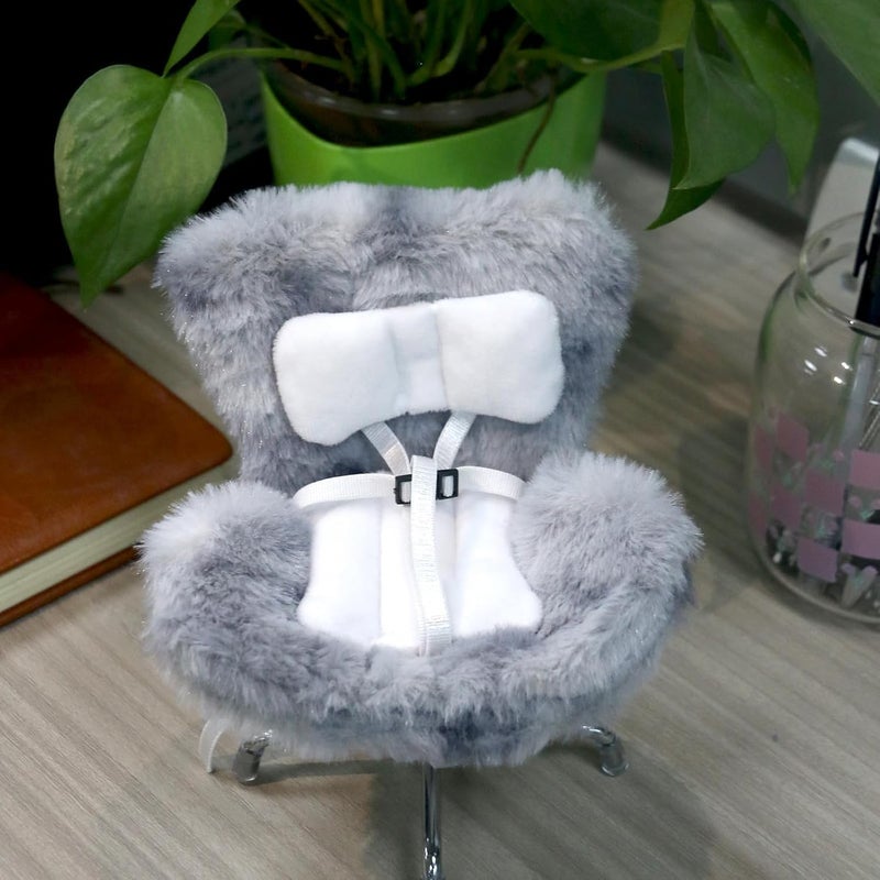 Walant Doll Car Seat Compatible with Labubu, Chair for 10-17cm Dolls - Adjustable Safety Strap, Air Vent Clip & Desktop Stand, Soft Cushion, Cute Car Ornament Gift for Collectors & Fans (Pebble Grey) - Image 2
